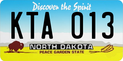 ND license plate KTA013