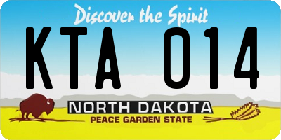 ND license plate KTA014