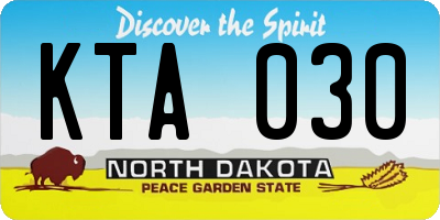 ND license plate KTA030
