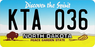 ND license plate KTA036