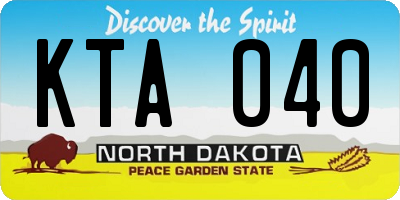 ND license plate KTA040