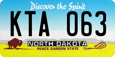 ND license plate KTA063