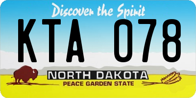 ND license plate KTA078