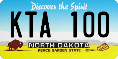 ND license plate KTA100