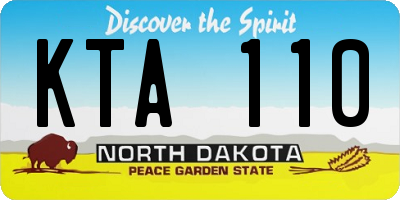 ND license plate KTA110