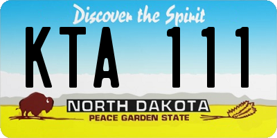 ND license plate KTA111