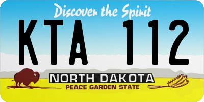 ND license plate KTA112