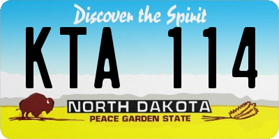 ND license plate KTA114