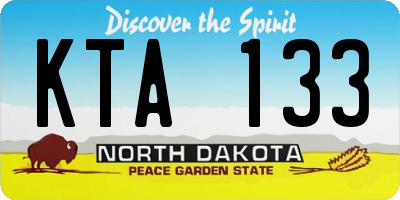 ND license plate KTA133