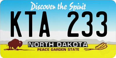 ND license plate KTA233