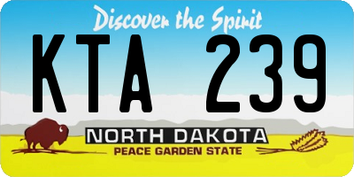 ND license plate KTA239