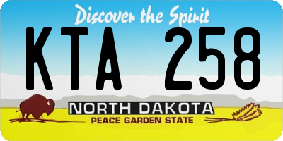 ND license plate KTA258