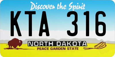 ND license plate KTA316
