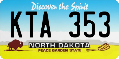 ND license plate KTA353