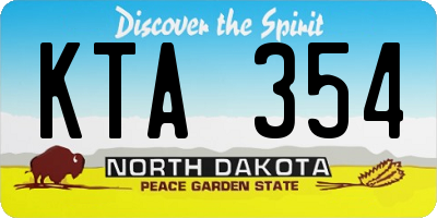 ND license plate KTA354