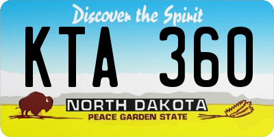 ND license plate KTA360
