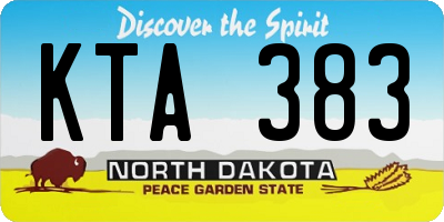 ND license plate KTA383