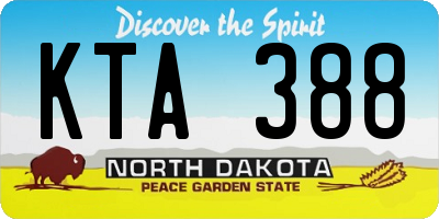 ND license plate KTA388