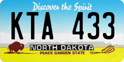 ND license plate KTA433