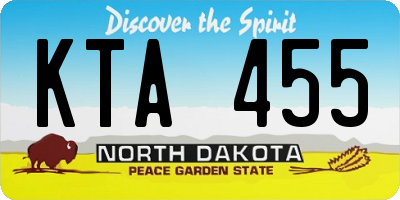 ND license plate KTA455