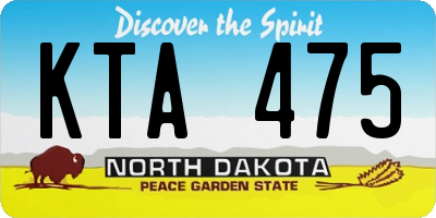 ND license plate KTA475