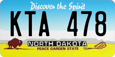 ND license plate KTA478