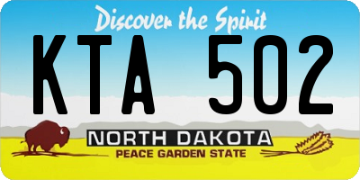 ND license plate KTA502