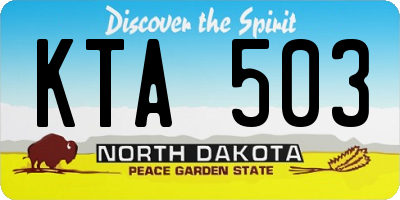 ND license plate KTA503