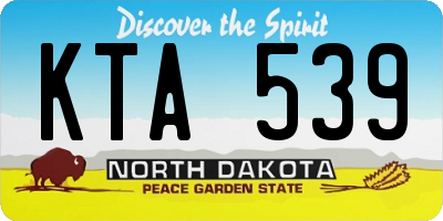 ND license plate KTA539