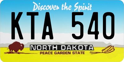 ND license plate KTA540