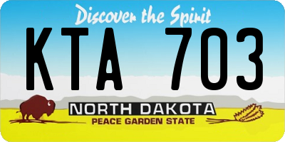 ND license plate KTA703