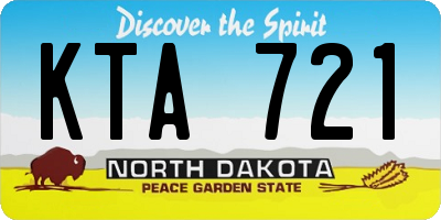 ND license plate KTA721