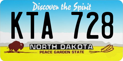 ND license plate KTA728