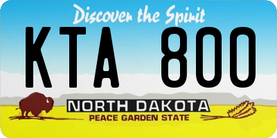 ND license plate KTA800