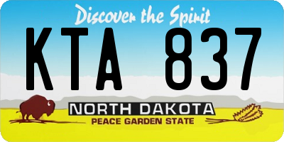 ND license plate KTA837