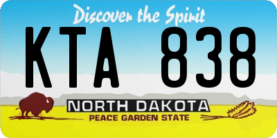 ND license plate KTA838