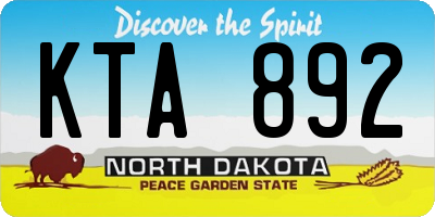 ND license plate KTA892