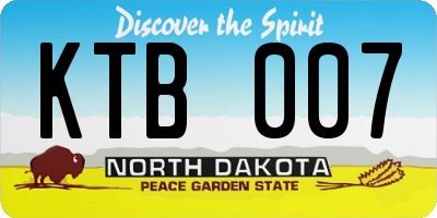 ND license plate KTB007
