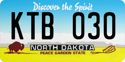 ND license plate KTB030