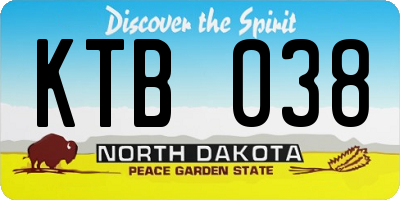ND license plate KTB038