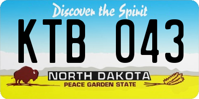 ND license plate KTB043