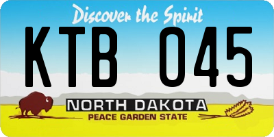ND license plate KTB045