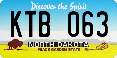 ND license plate KTB063