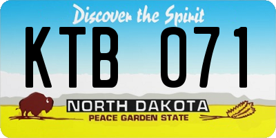 ND license plate KTB071