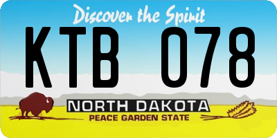 ND license plate KTB078