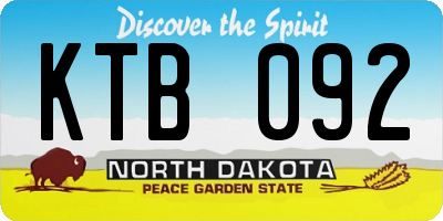ND license plate KTB092