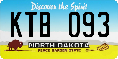 ND license plate KTB093