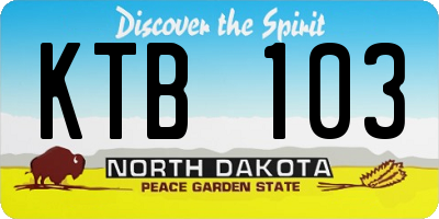 ND license plate KTB103