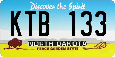 ND license plate KTB133
