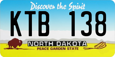 ND license plate KTB138